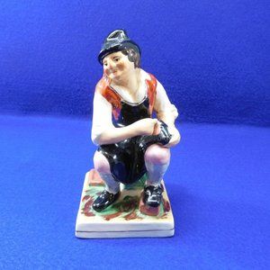 Antique Old Staffordshire Ware Cobbler Man w Sheep Figurine England